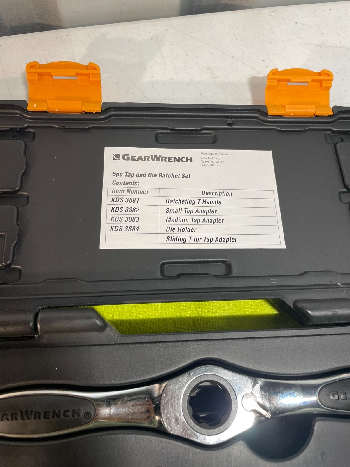 GearWrench 5pc Tap and Die Ratchet Set KDS 3881-3884 w/ Case Complete