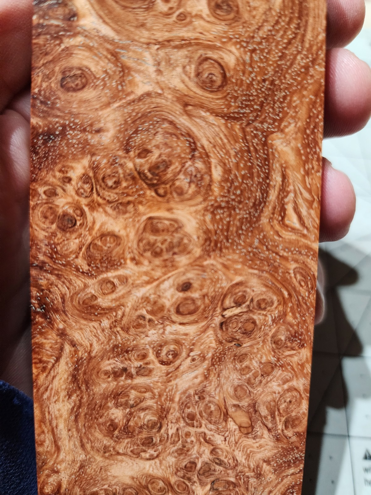 Stabilized Afzelia Burl Knife Blank Block, 5 X 2 X 1"