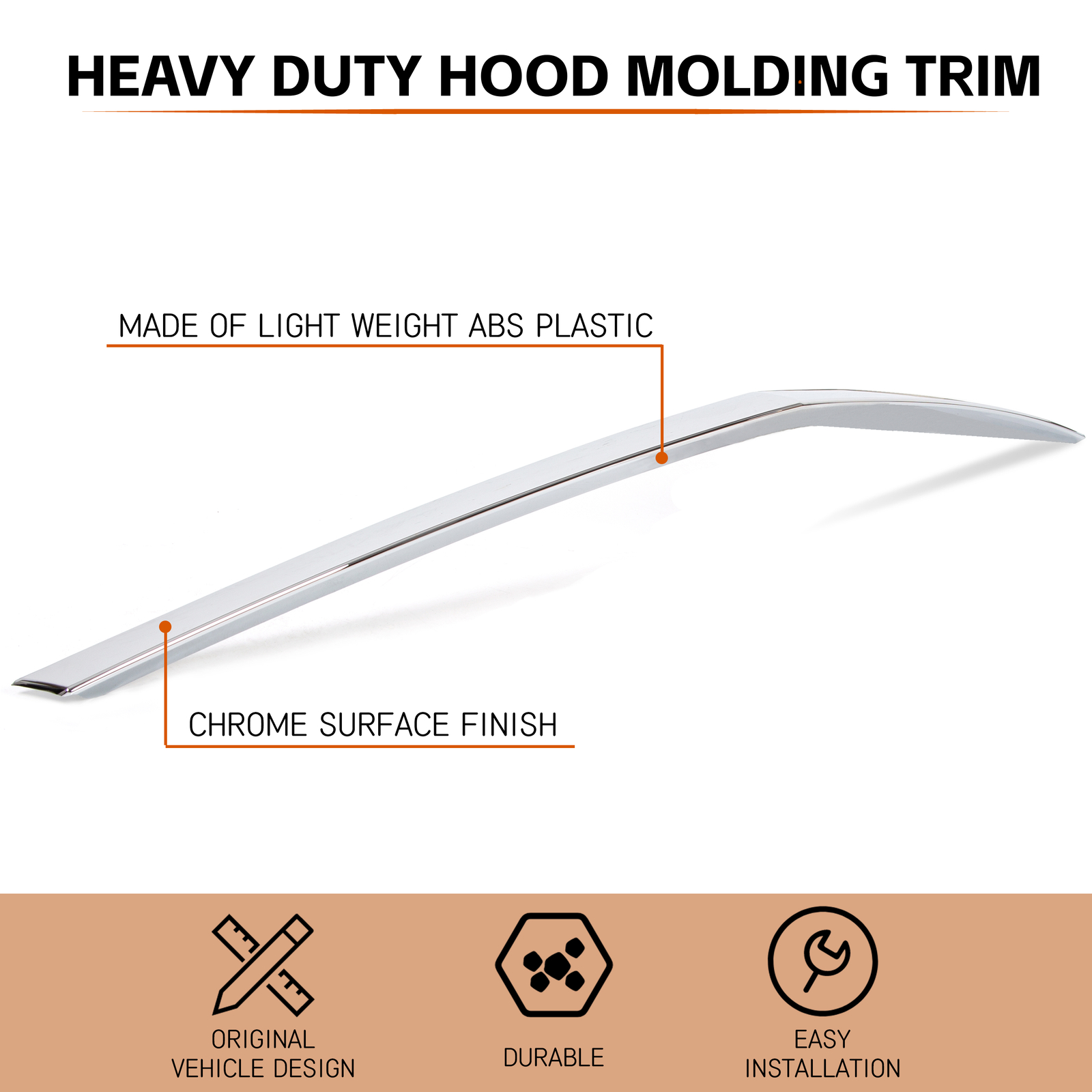 Chrome Hood Molding Trim Moulding For Cadillac SRX 2010-2016 22774203 GM1235120