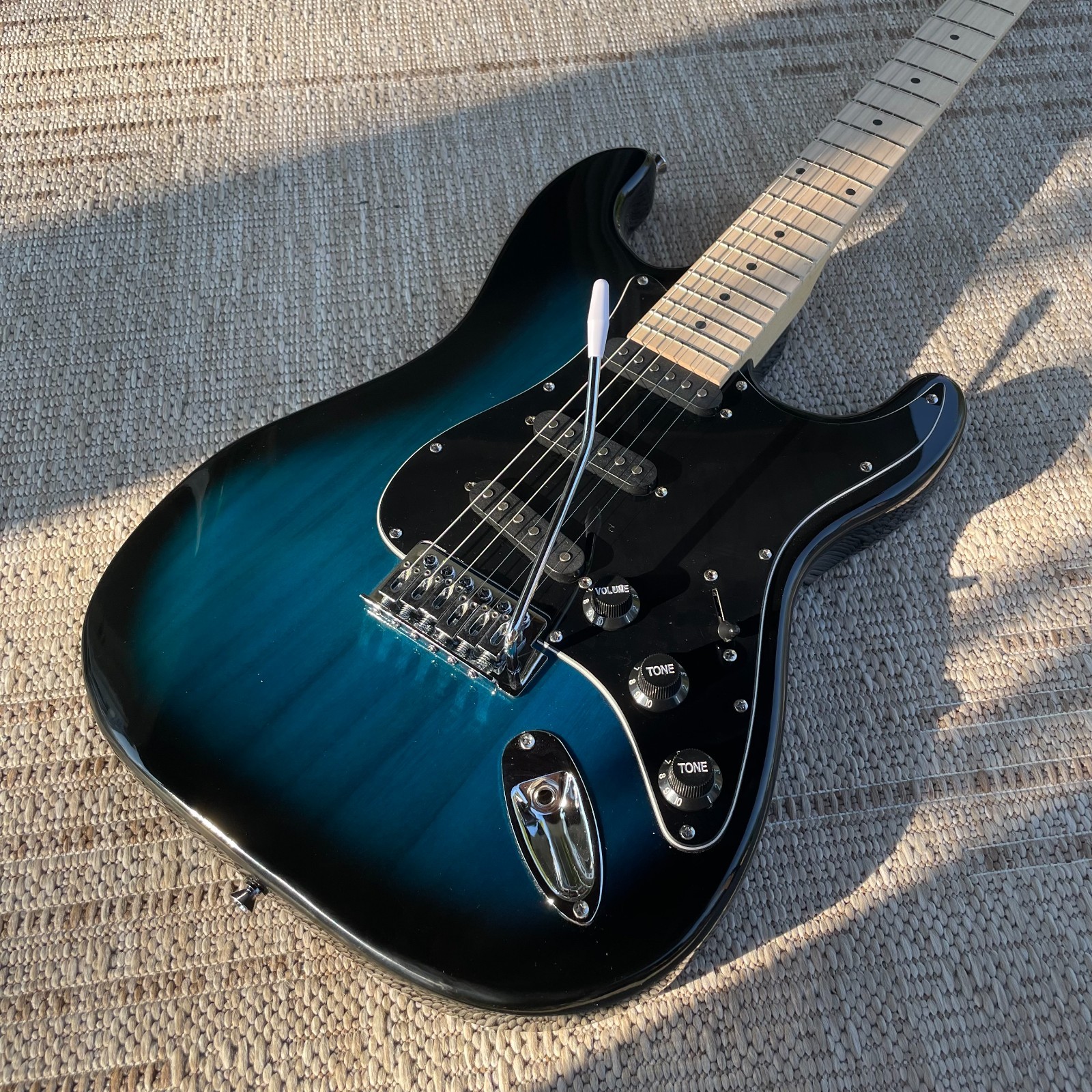 Full-Size Dark Blue Strat Style Electric Guitar Package with Gig Bag and More