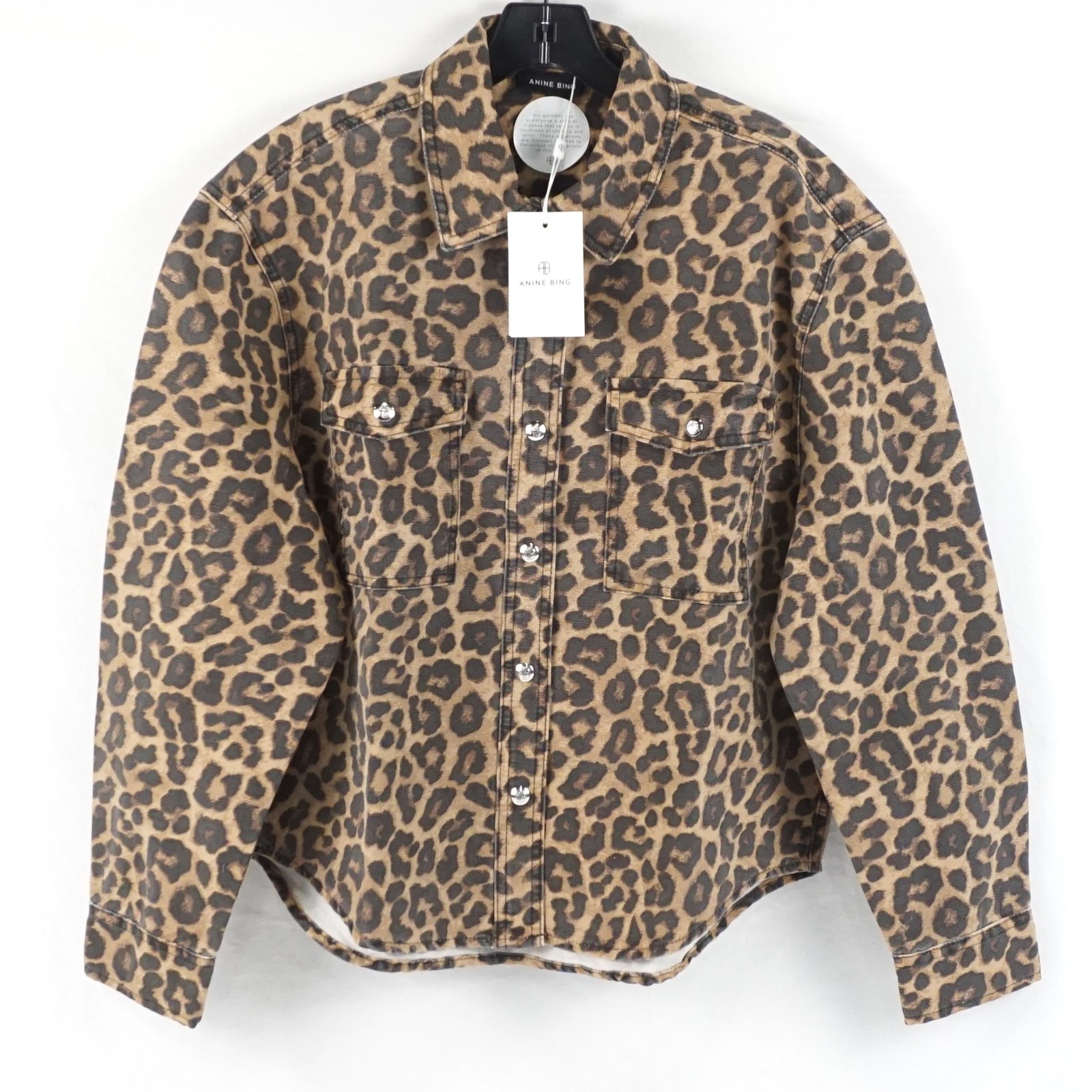 Anine Bing Paxton Shirt in Black & Brown Leopard 100% Cotton - Women's Small