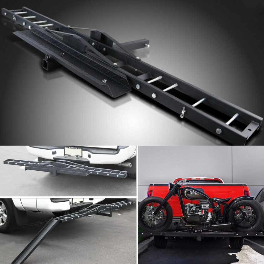 Steel Motorcycle Scooter Dirt Bike Carrier Hauler Hitch Mount Bike Rack Ramp