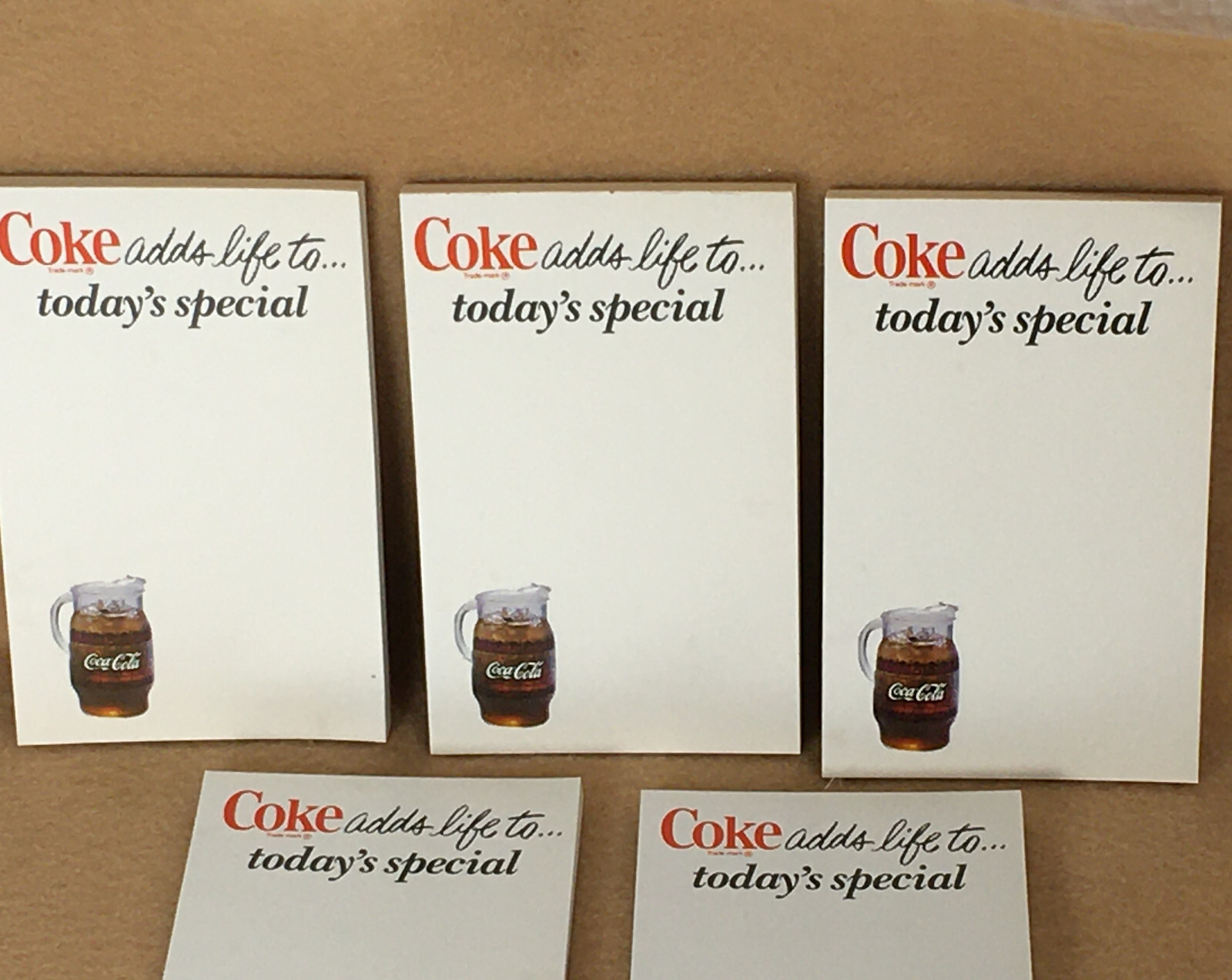 LOT OF FIVE (5) ORIGINAL VINTAGE SMALL PAPER PADS 50 SHEETS EACH 4" x 2 1/2"