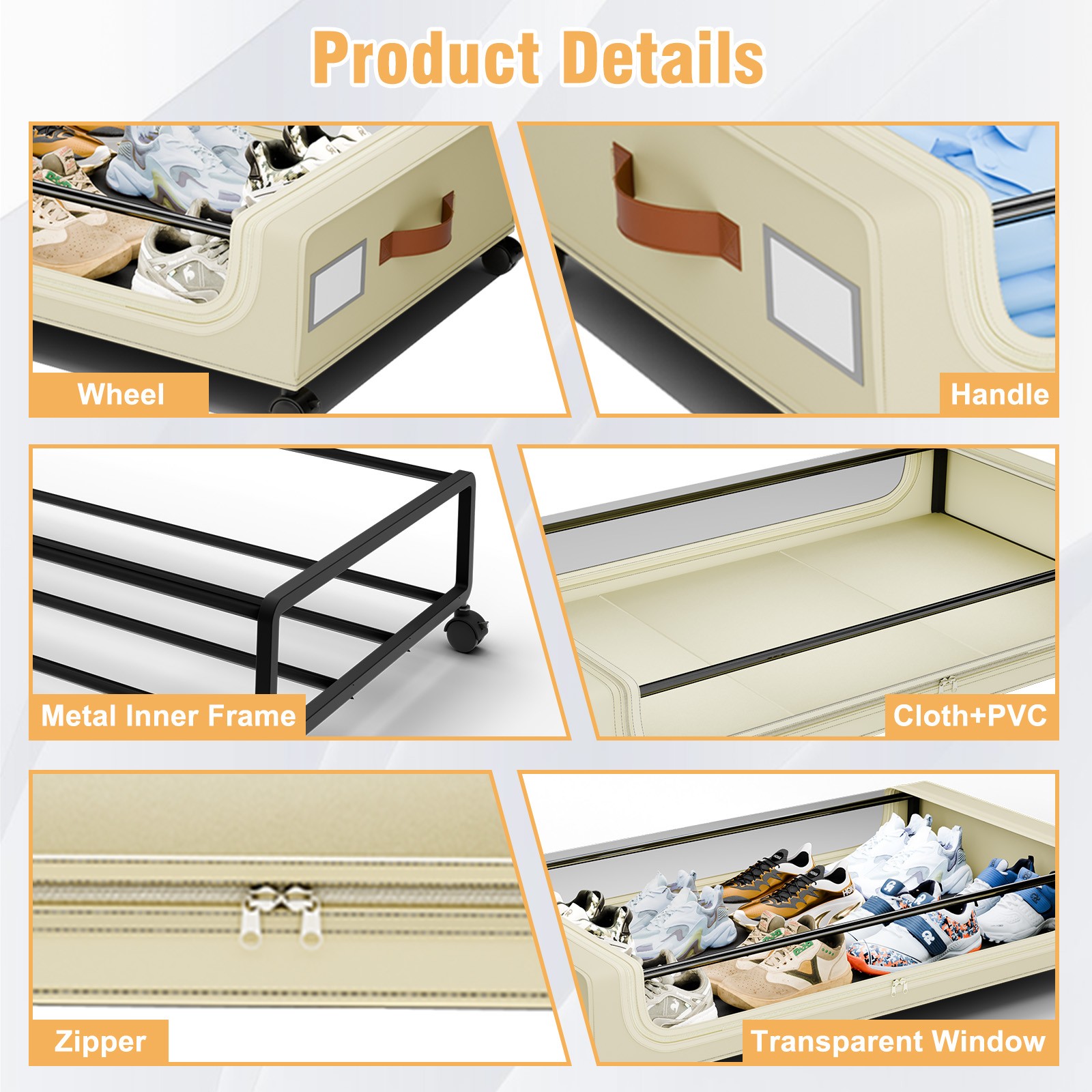 XXXL Under Bed Storage | 4-Pack Rolling Bins with Clear Lids for Clothes Toys