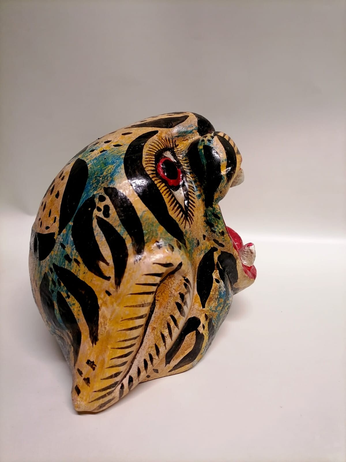 Small NEW Jaguar Head Mask Mexican Folk Art Carved Wood Guerrero Leopard Cat
