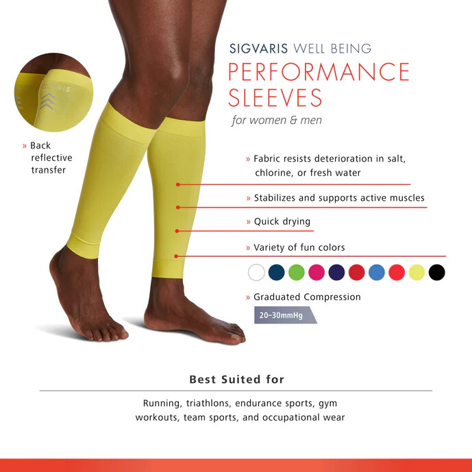Sigvaris Performance Calf Sleeves Men Women Unisex 20-30 Compression Size Color