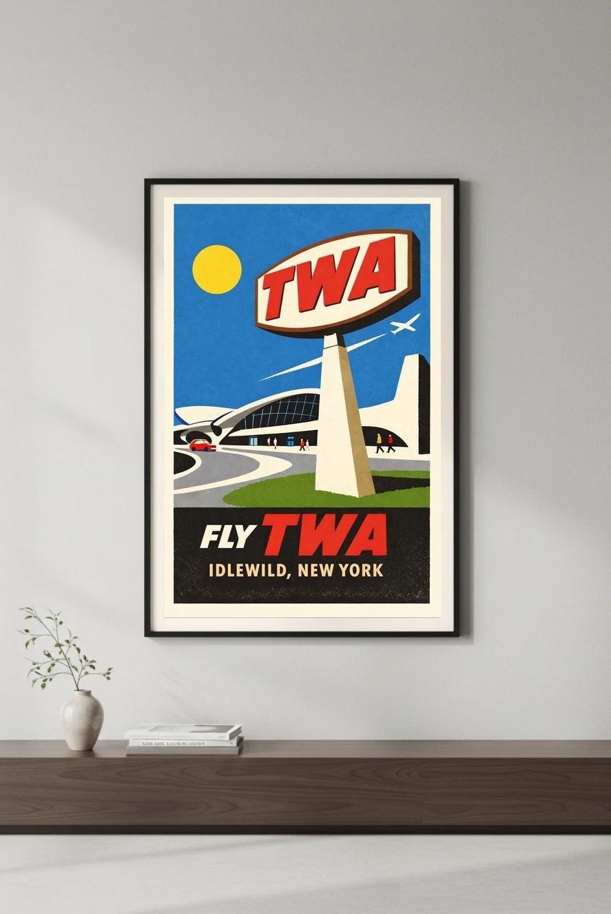 ✈️ TWA Airline Poster - 1960s Idlewild Airport 24x36” Premium Matte Paper