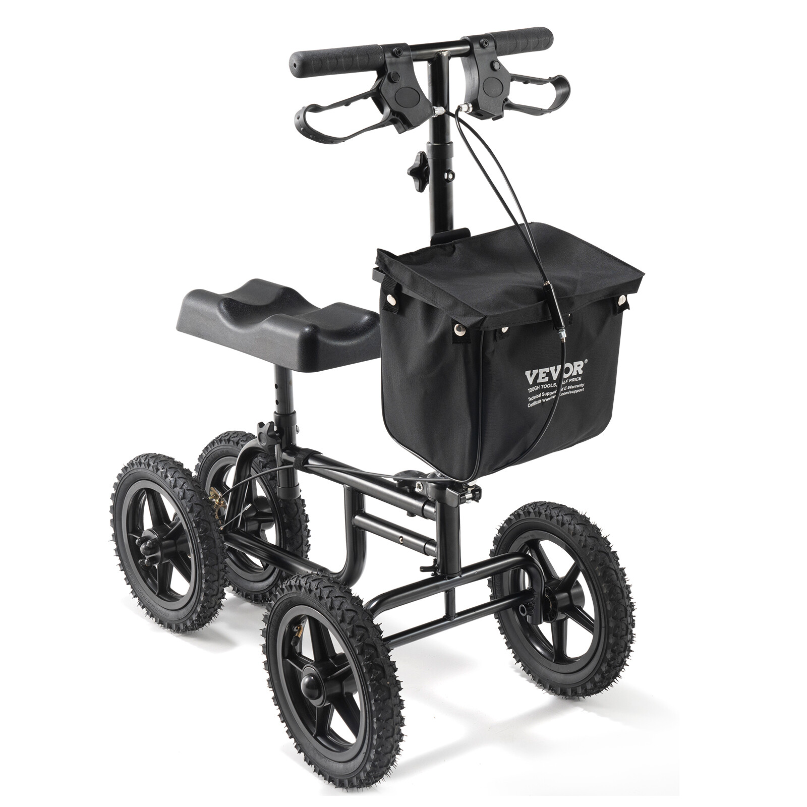VEVOR Knee Scooter Carbon Steel Folding Knee Walker Recovery Scooter 350LB Loads