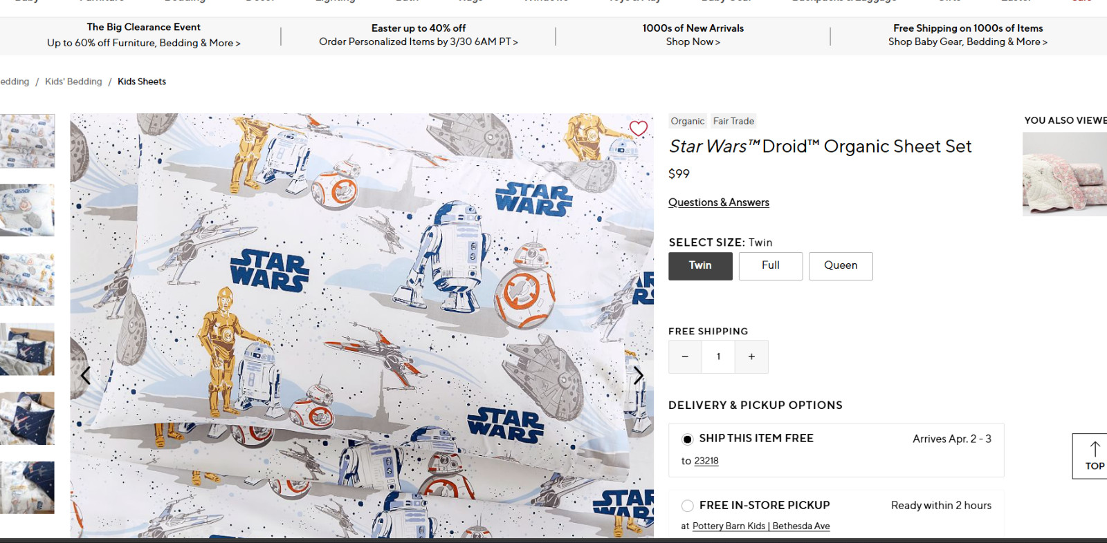 Pottery Barn Kids, The Empire Strikes Back, NEW, Twin Sheet Set