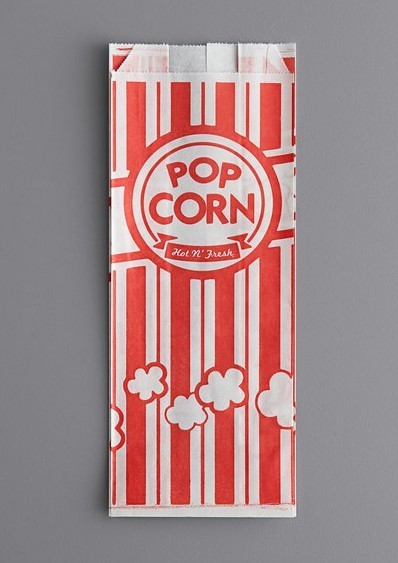 25, 50, or 100 Popcorn Bags - 1 oz Gold Medal  8" x 3 1/2" x 2 1/4"  Paper