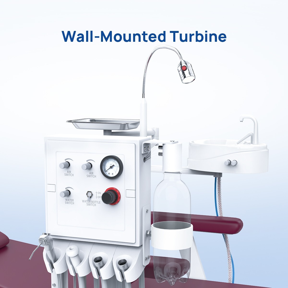 Portable Dental Mobile Folding Chair LED Light Turbine Unit 4 Hole Adjustable