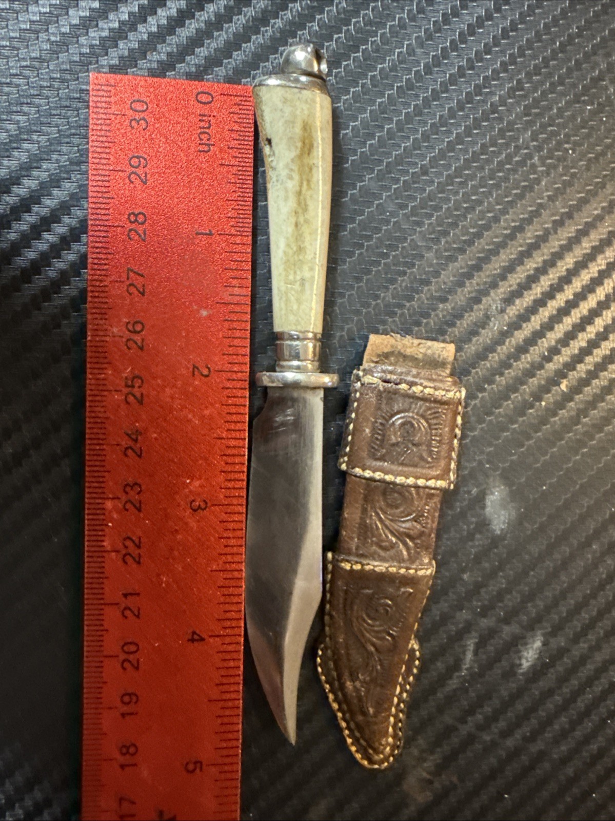 Vintage Stag Handle Straight Blade Knife