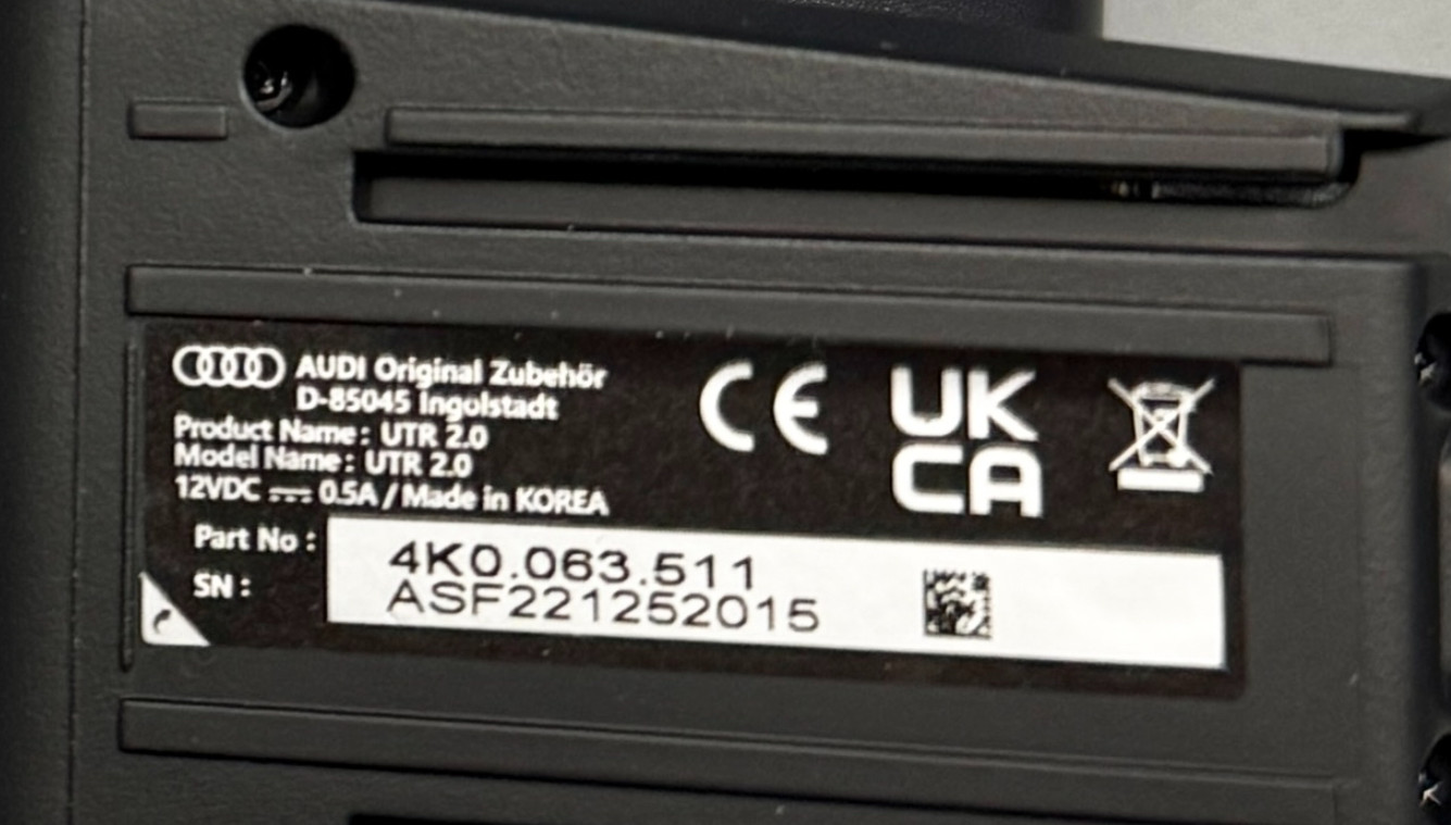 Genuine Audi Dashcam Universal Traffic Recorder 2.0 Front Rear 4K0063511