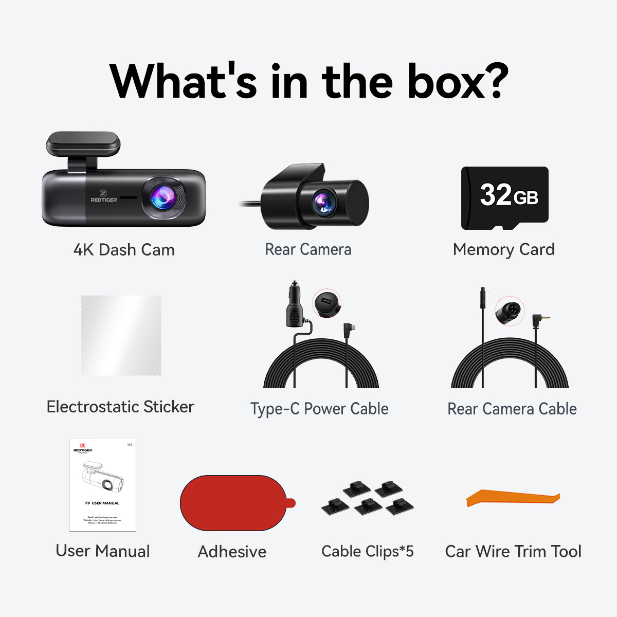 REDTIGER Dash Cam 4K Front and Rear Dash Camera WiFi GPS with Free 32GB SD Card