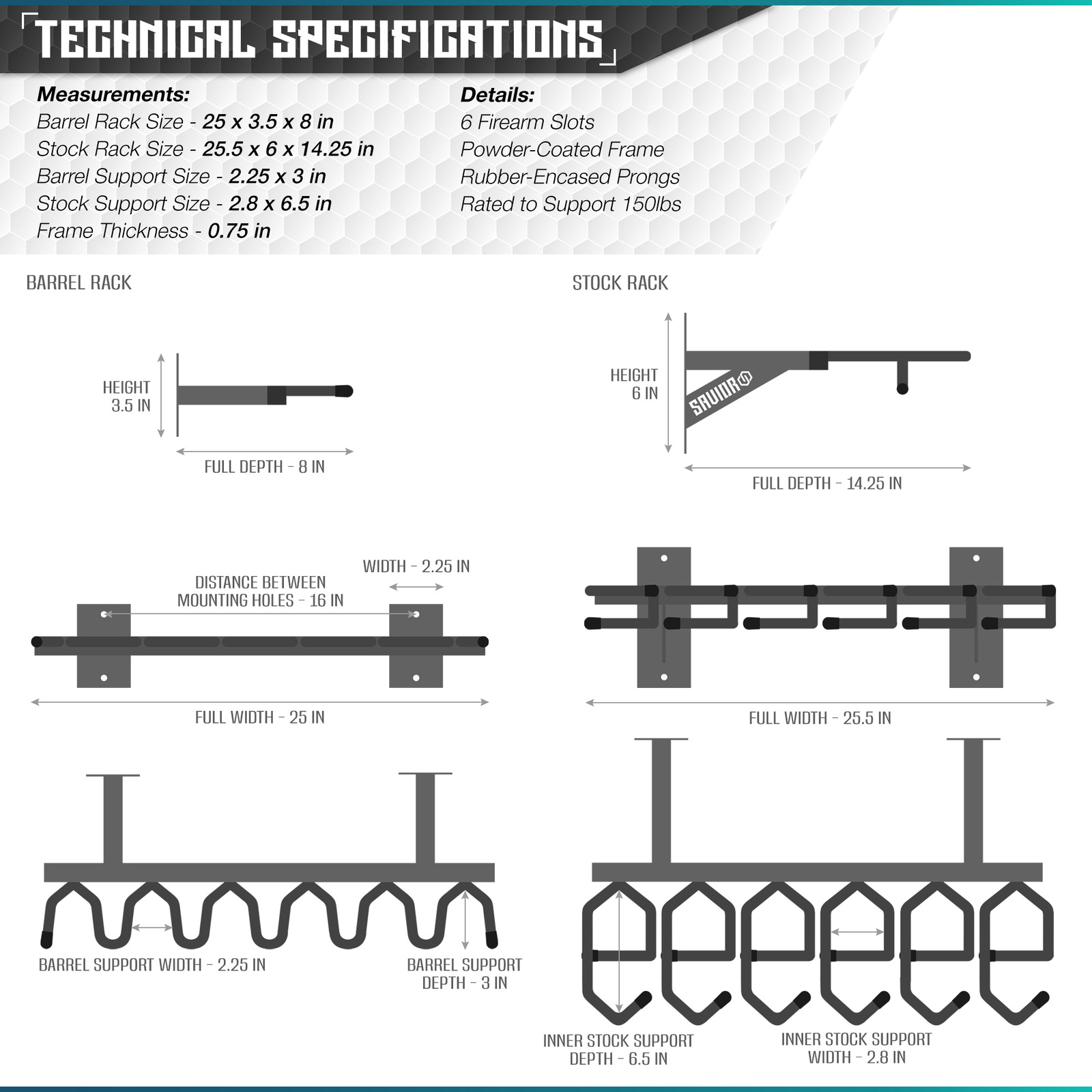 [SAVIOR]6 Gun Rifle Rack Vertical Carbine Hanger Shotgun Hook Wall Mount Display