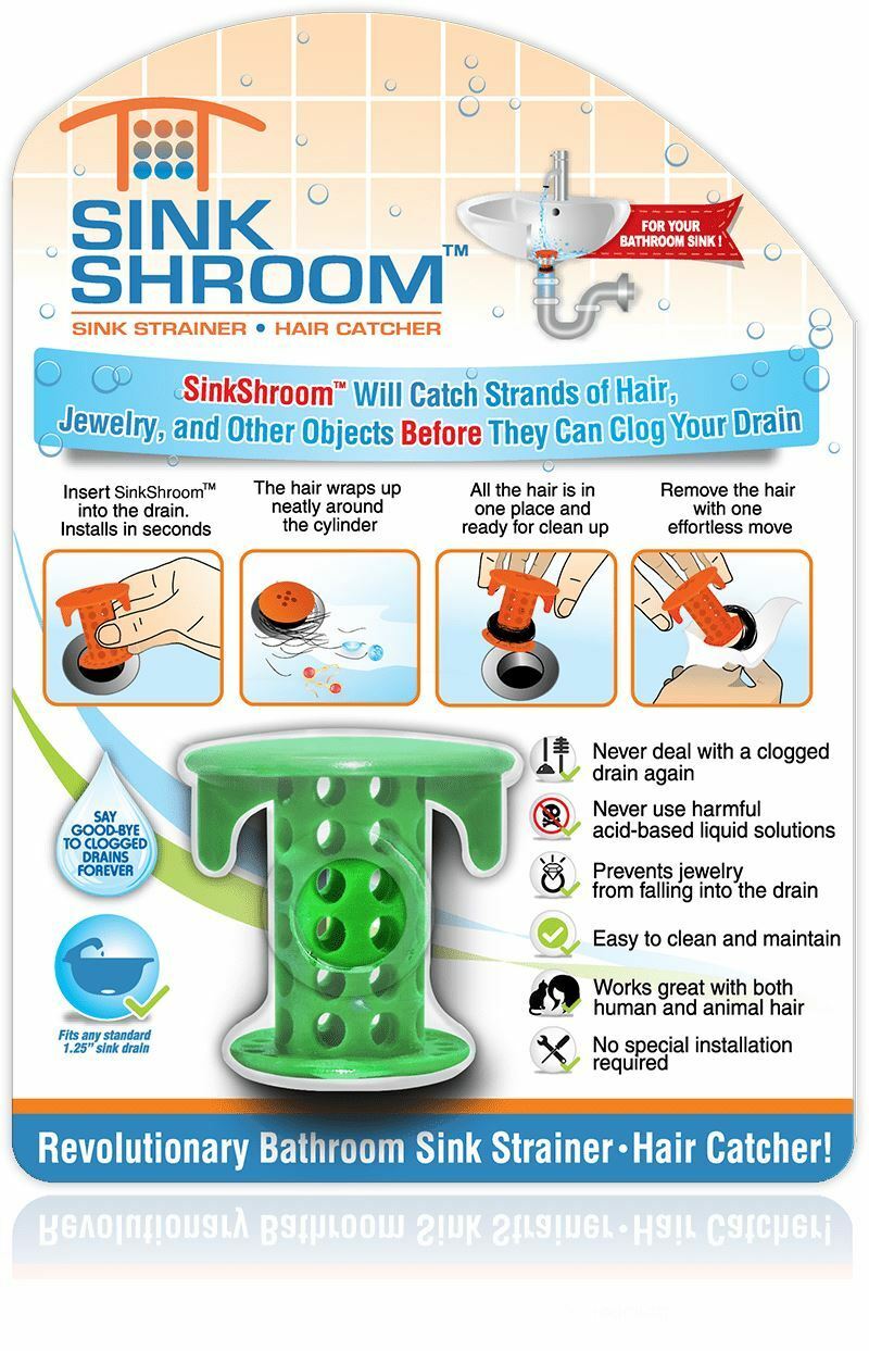 SinkShroom® Green Drain Protector Hair Catcher for No More Clogs by TubShroom