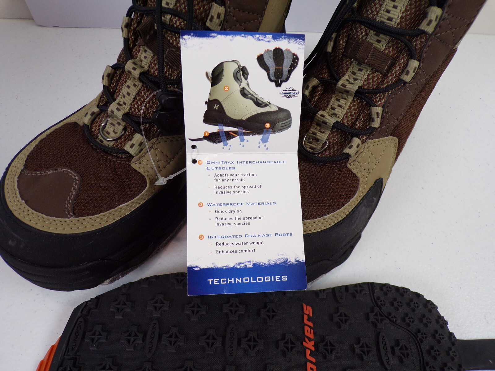 Korkers Greenback Wading Boots Fishing Felt & Kling-On, Men’s 7