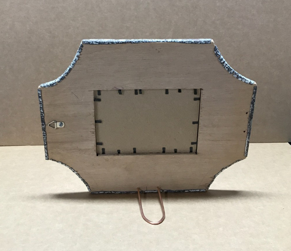 VTG 11x13 Shabby Decorative 4x6 Tin Ceiling White Picture Frame Old 387-26B