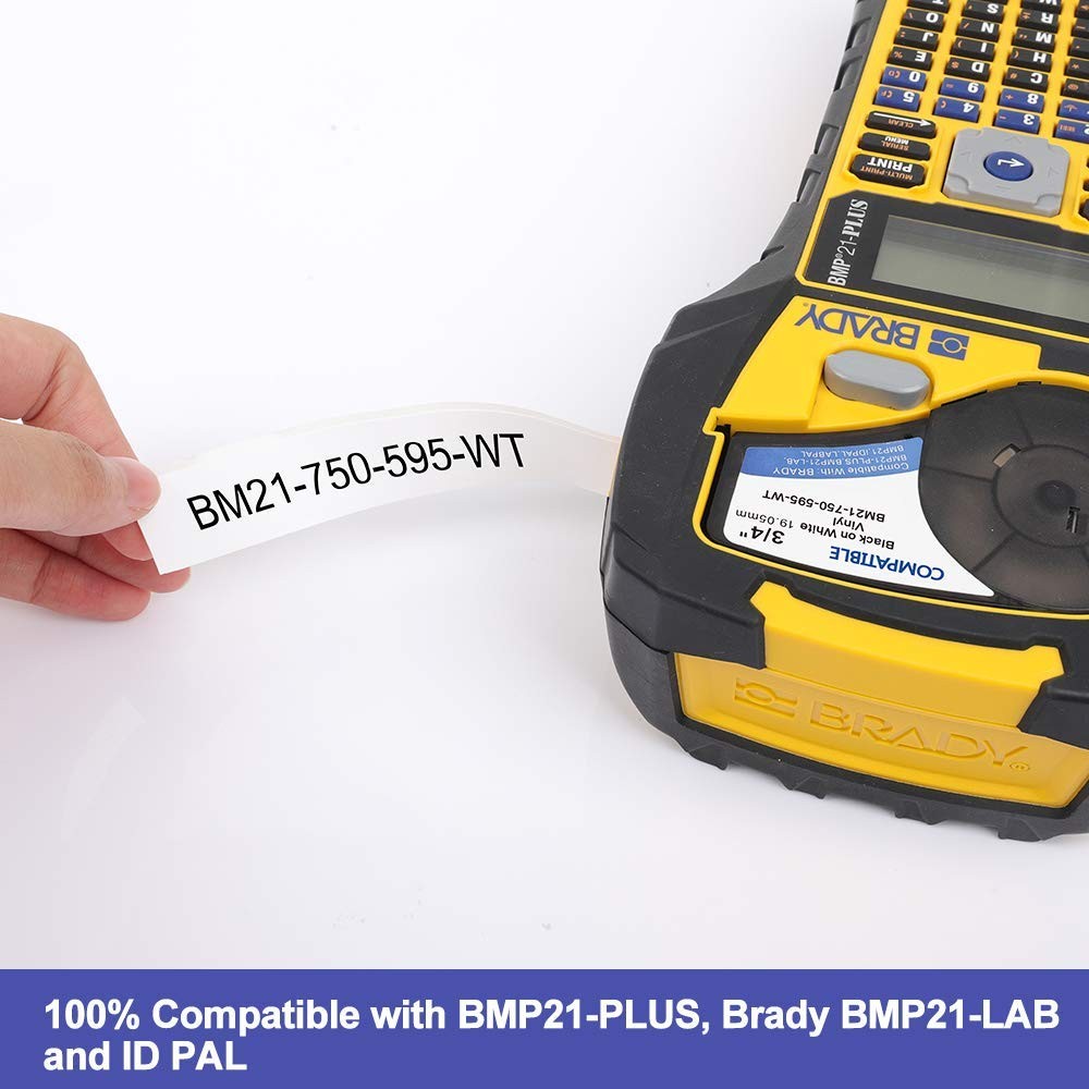 5X Compatible for Brady M21-750-595-WT 3/4'' Vinyl Label Cartridge Black/White