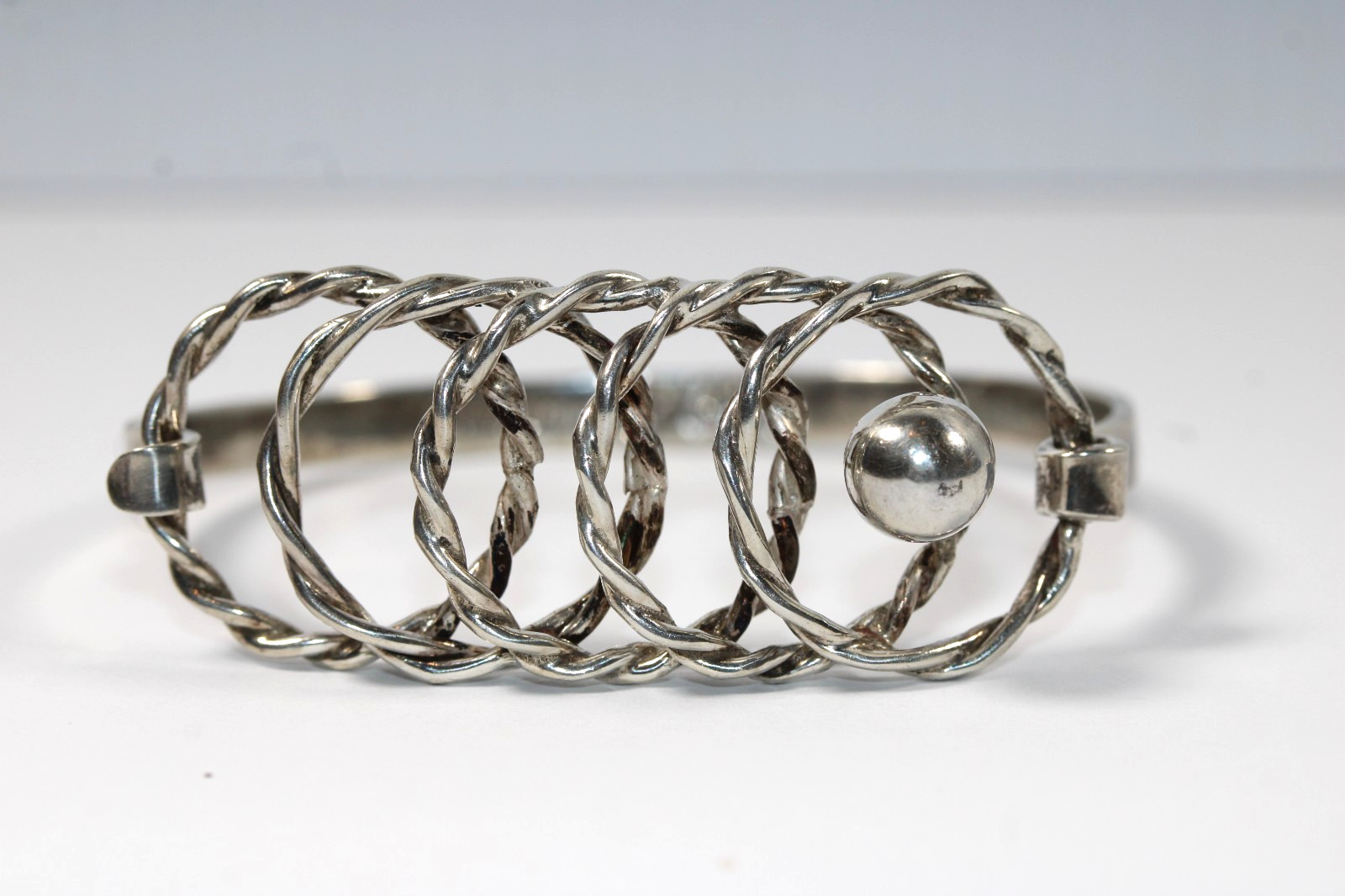 F. Balladares Taxco Sterling Silver Modernist  Cuff Bracelet Signed 7" #0478