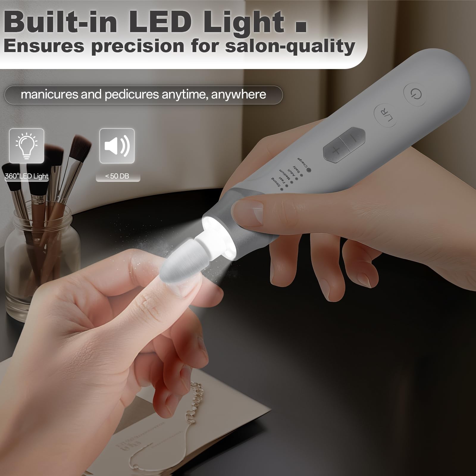 Cordless Rechargeable Electric Nail File Drill for Acrylic Nails Thick Toenails