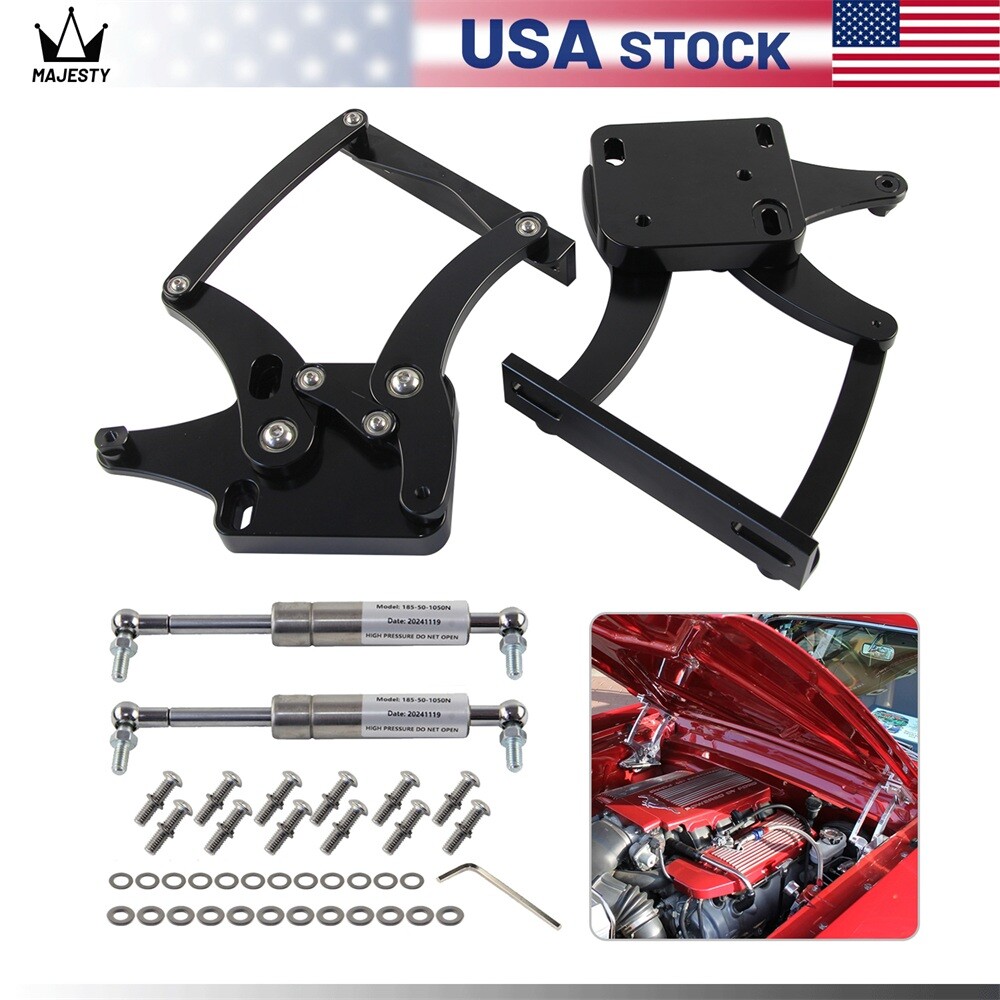 Billet Hood Hinge Kit Left and Right Side For Ford Mustang 1964-1966 Black