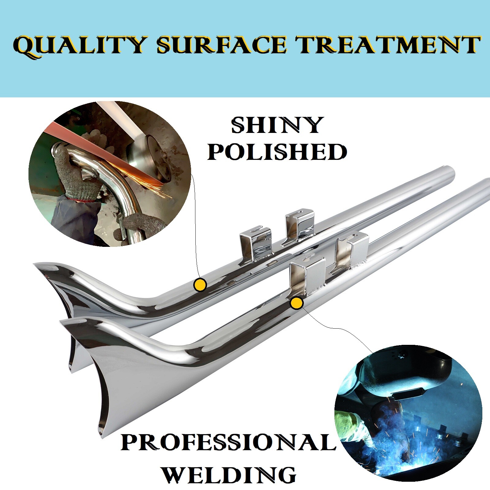 SHARKROAD 36" Fishtail Slip on Mufflers Exhaust pipes Dual for Touring 95-16