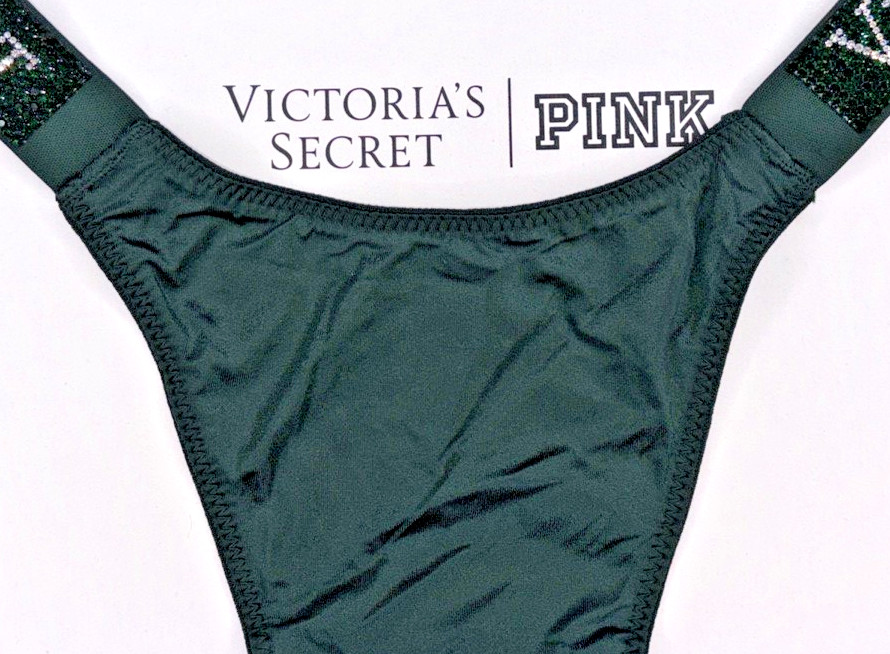 Victoria's Secret Very Sexy NWT Large Green Spellout Shine Strap Brazilian Panty