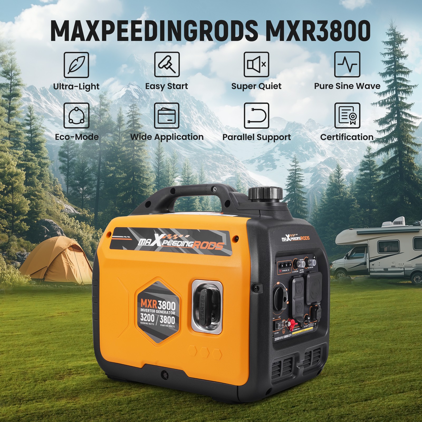 Lightweight 21kg Inverter Generator 3800W Gas Powered for Outdoor Adventures