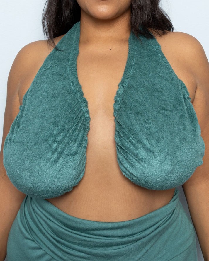 Ta-Ta Towel Halter-Style lounge bra towel - Medium Size - Cascade Green