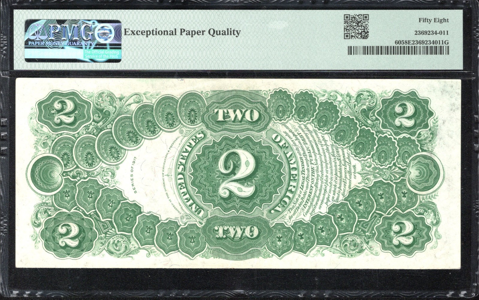 1917 $2 Legal Tender "Bracelet Back" PMG 58 EPQ Fr 60 n11849