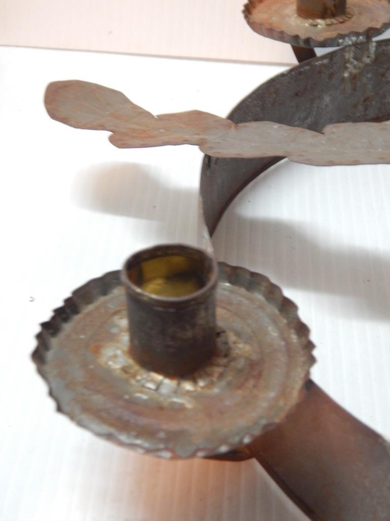 RARE2FIND VINTAGE ANTQ MEXICAN ORNATE TIN HANGING CANDLABRA CANDLE STICK HOLDER