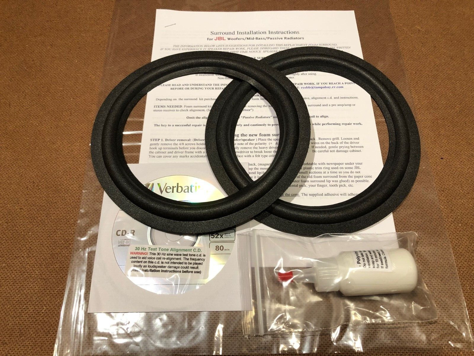 JBL 116H2, 116H3, 408G, 4301,4301A,4301B Foam Surround Speaker Woofer Repair Kit