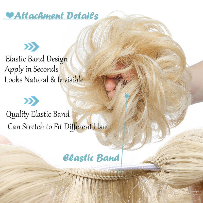 Real Soft Curly Messy Bun Hair Piece Scrunchie 100% Natural Hair Extensions US