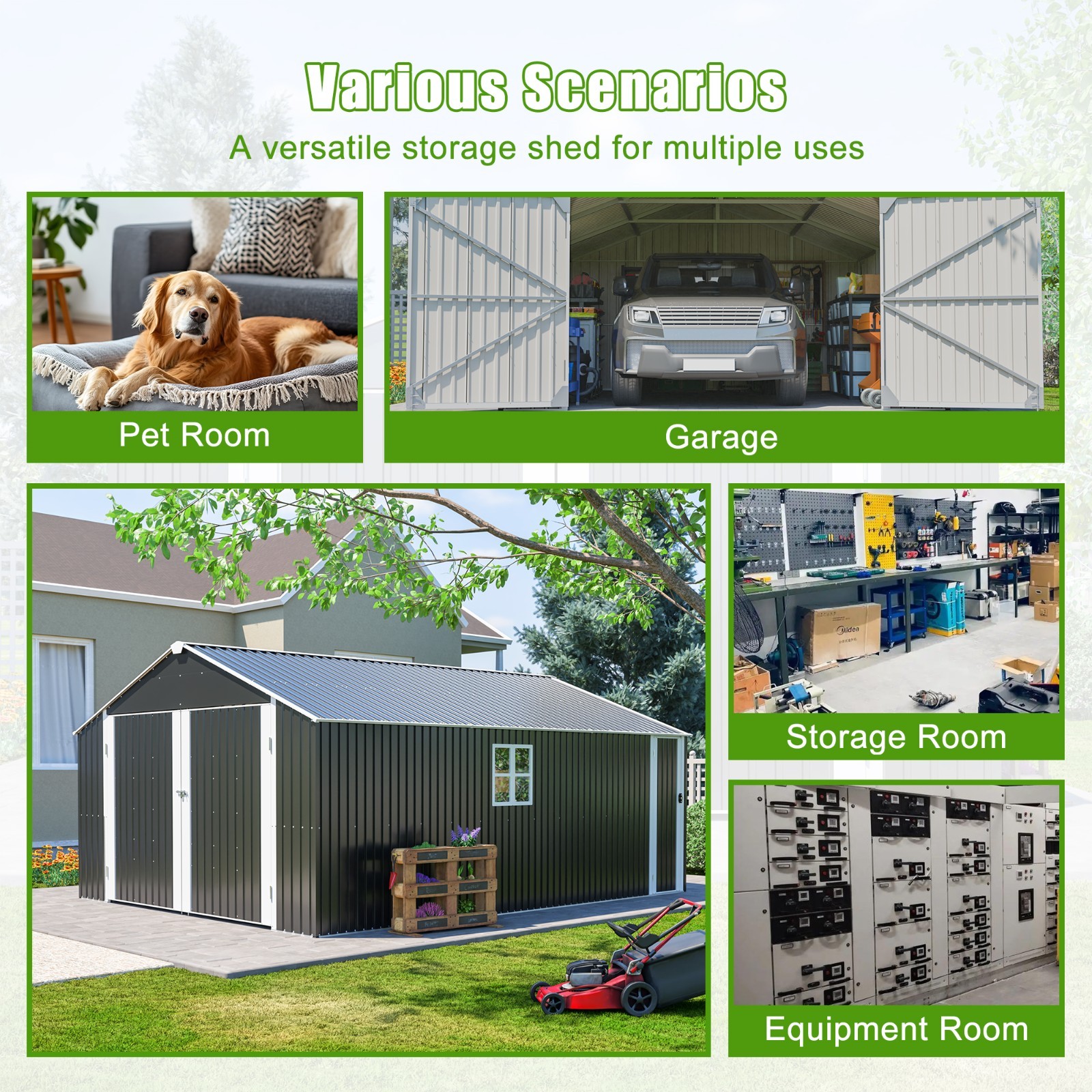 20x12 FT Outdoor Metal Garage Shed Extra Large Storage Shed 1810 CUFT for Car