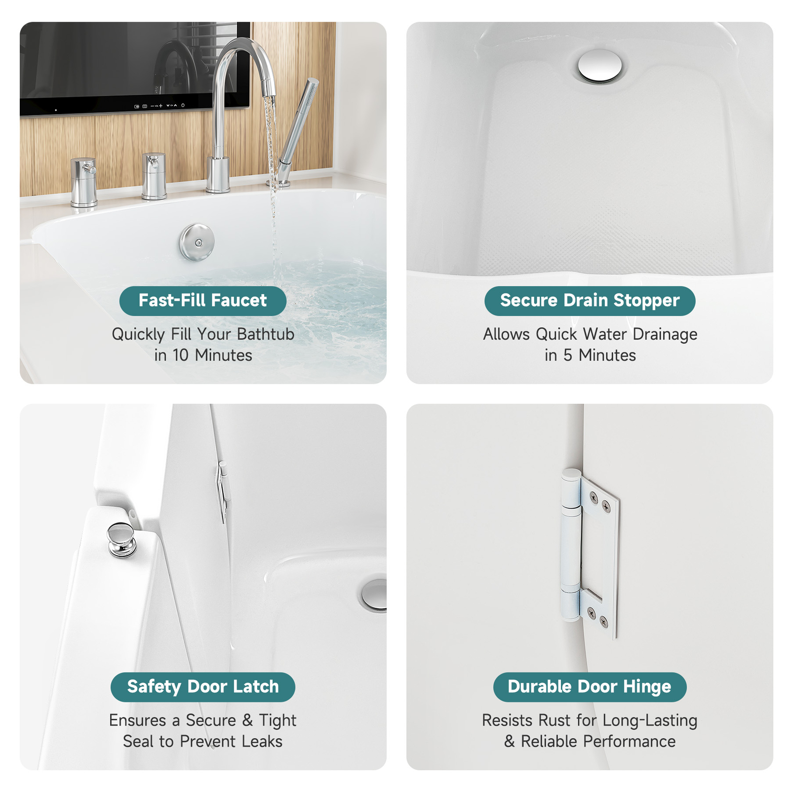 CO-Z Walk-In Tub 52" x 30" Low Entry with Shower Sprayer & Slip Resistant Floor