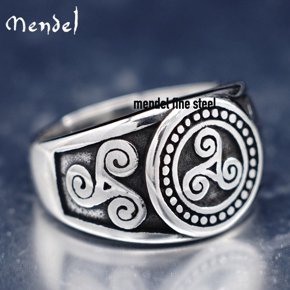 MENDEL Mens Celtic Irish Triskele Knot Symbol Ring Size 7 8 9 10 11 12 13 14 15