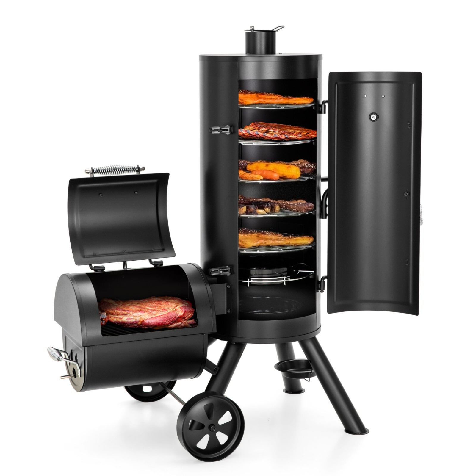 Outdoor BBQ Gill Vertical Offset Charcoal Smoker & Grill Extra Large Heavy-Duty