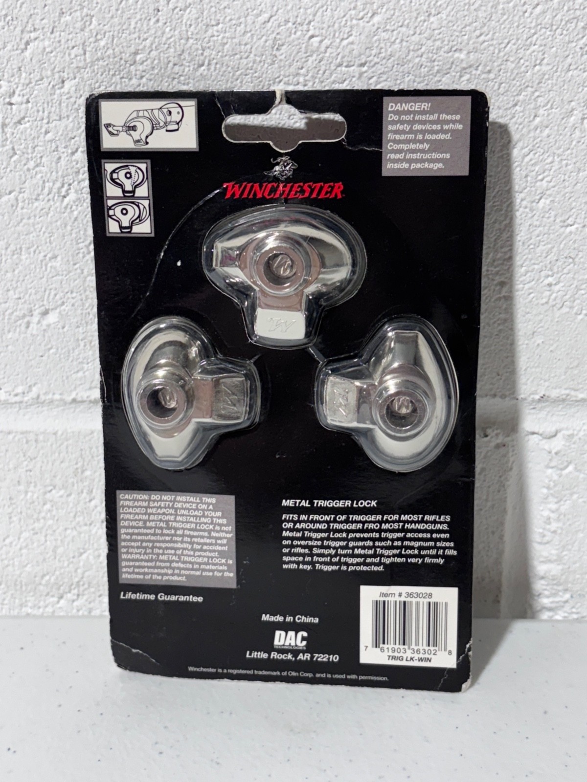 Winchester 363028 Metal Trigger Lock 3-Pack Firearm Safety Device TRIG LK-WIN