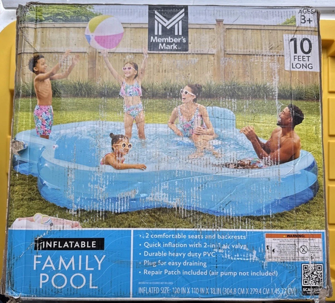 Member's Mark 2-Seater Inflatable Family Pool, 10-Feet Long, Quick-Inflate