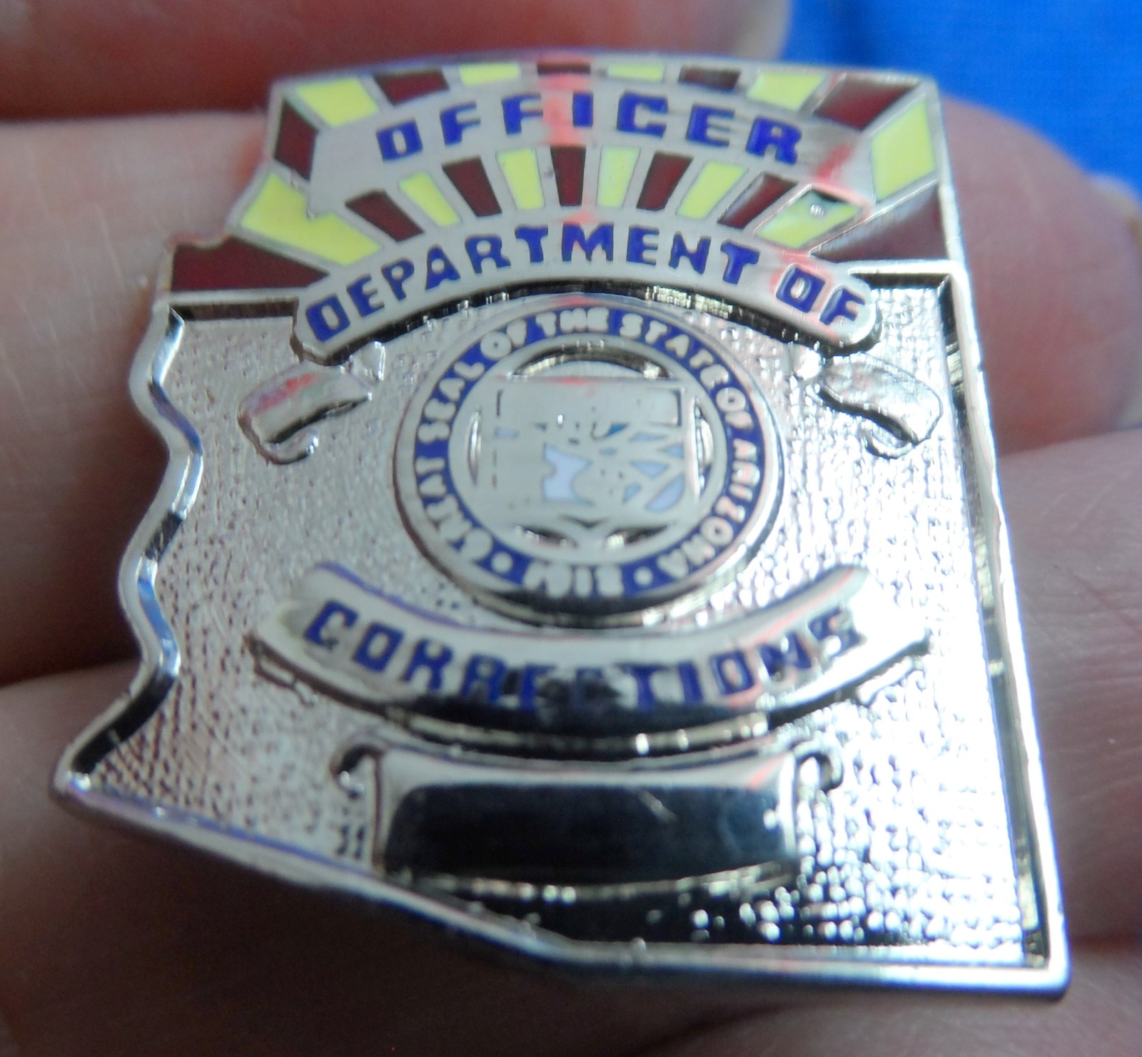 Arizona Department of Corrections Officer Lapel Pin Emblem 1" Silvertone