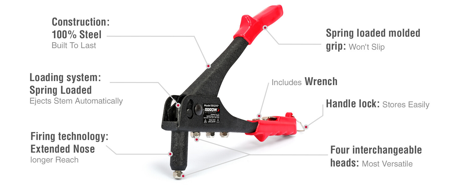 Arrow Heavy Duty Riveter Kit, Professional Pop Rivet Gun w/Assorted 120 Rivets