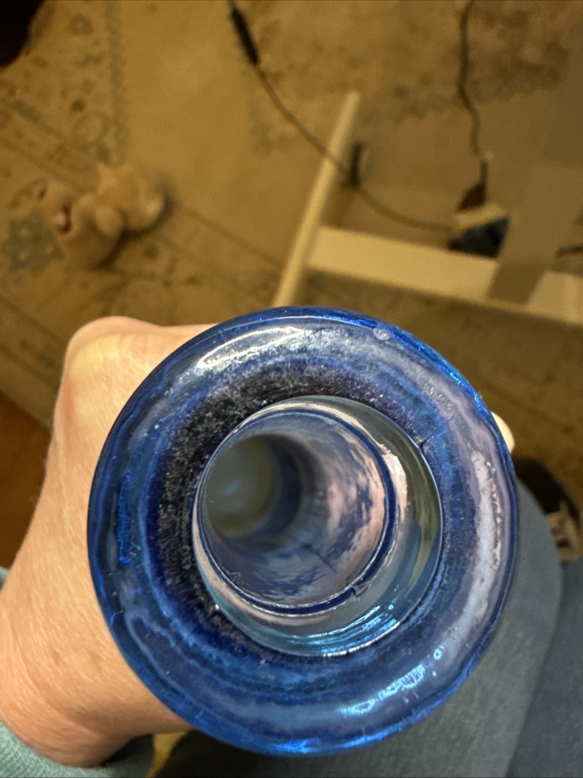 Vintage Mid-Century Modern Blue Empoli Decanter Genie Bottle No Stopper MCM 16”