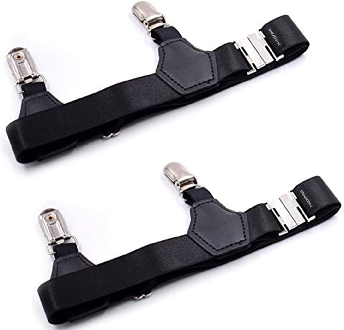 Men’s Sock Garters Adjustable 2Pack Elastic Leg Belt Sturdy Metal Clip Suspender