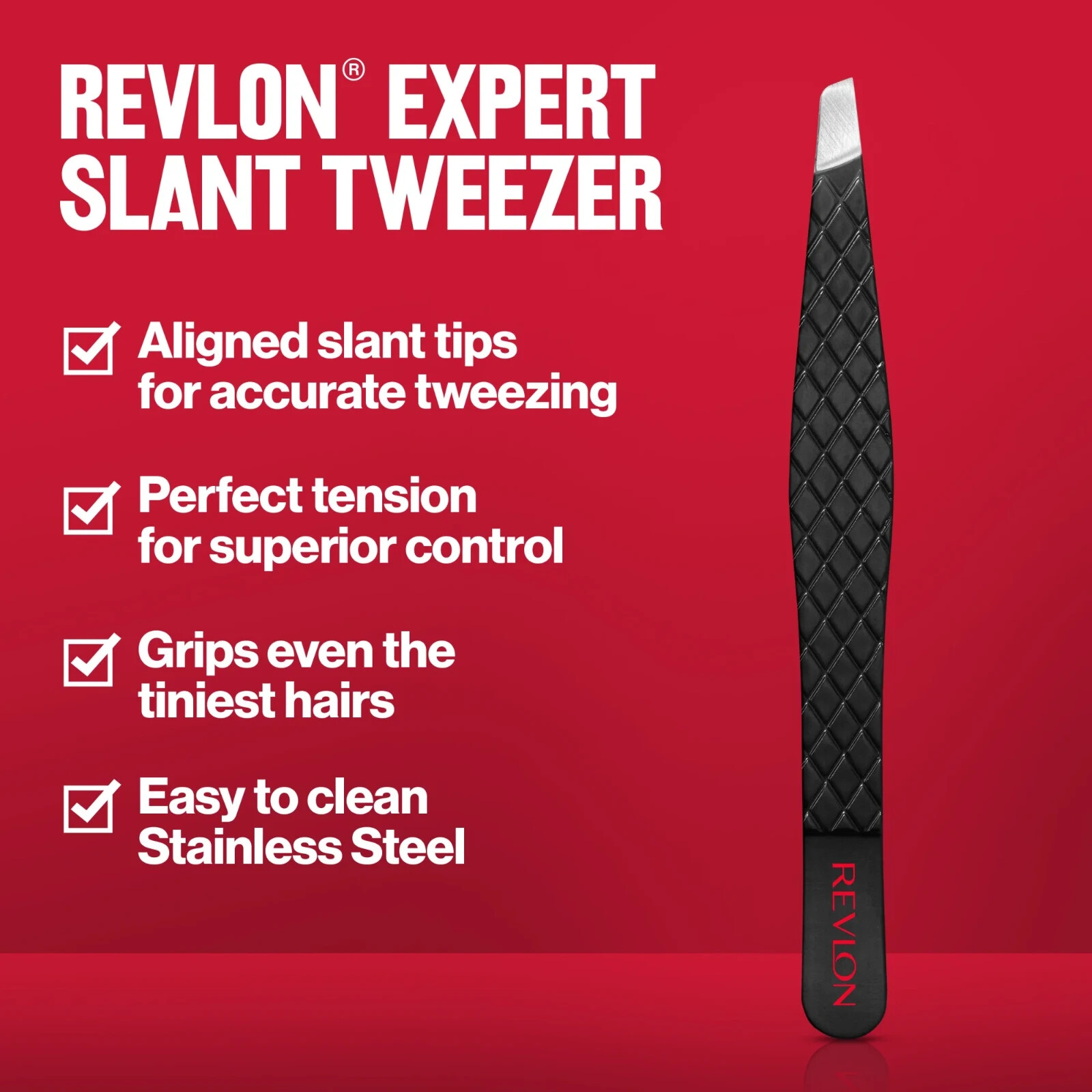 Revlon Expert Slant Tweezer tip, Made With Stainless Steel, 1 count