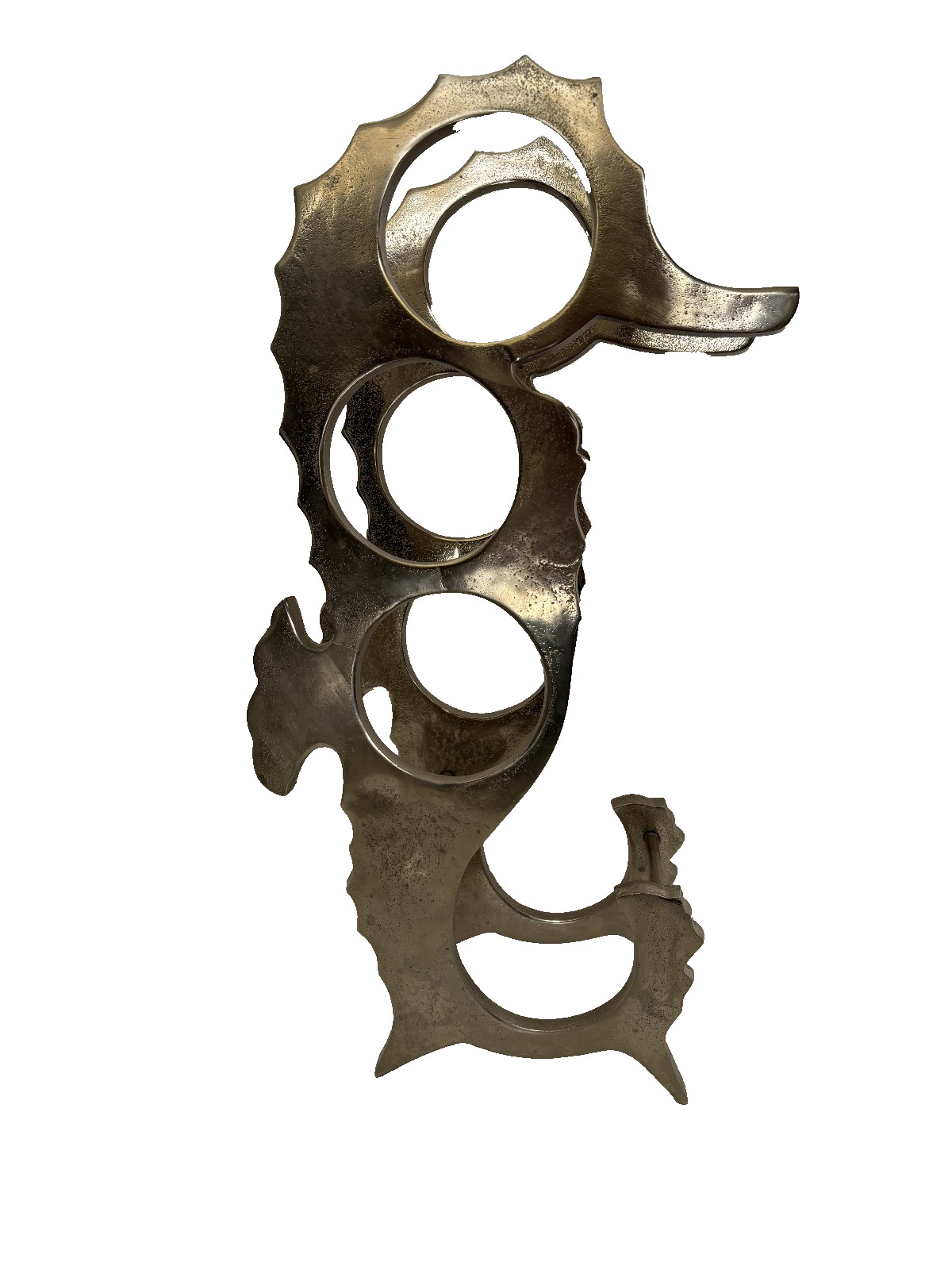 Cast Aluminum Seahorse 4 Bottle Wine Rack 18" Tall
