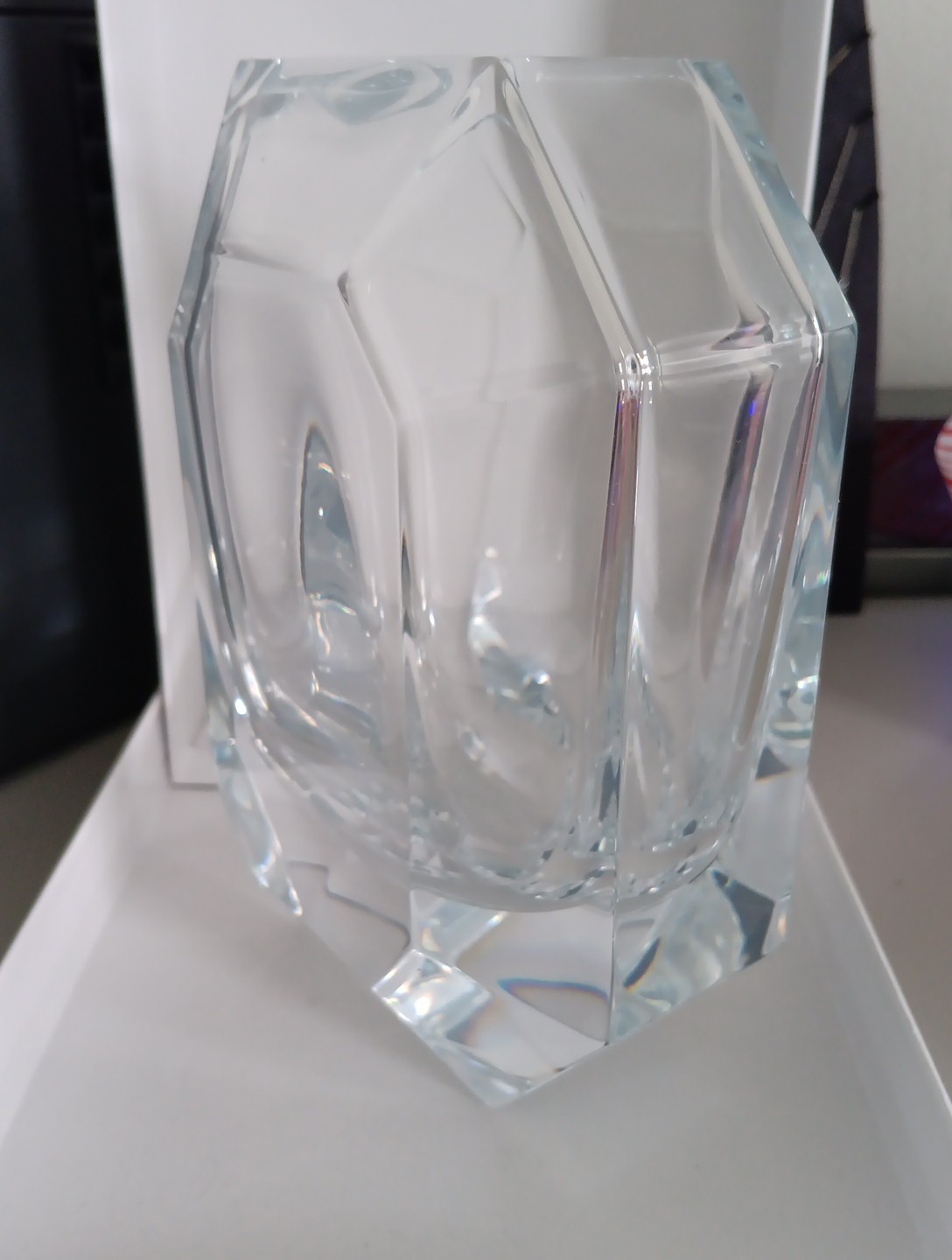 Baccarat Octagon Vase Clear New