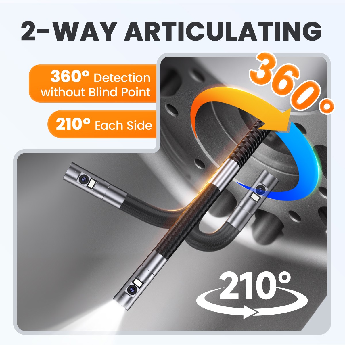 4.3" 3.9mm 3.7V/2600A Battery Articulating Borescope Inspection Camera Endoscope