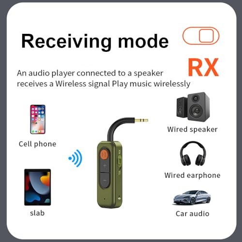 Bluetooth 5.4 Transmitter Receiver,2-in-1 Bluetooth Wireless Audio Green