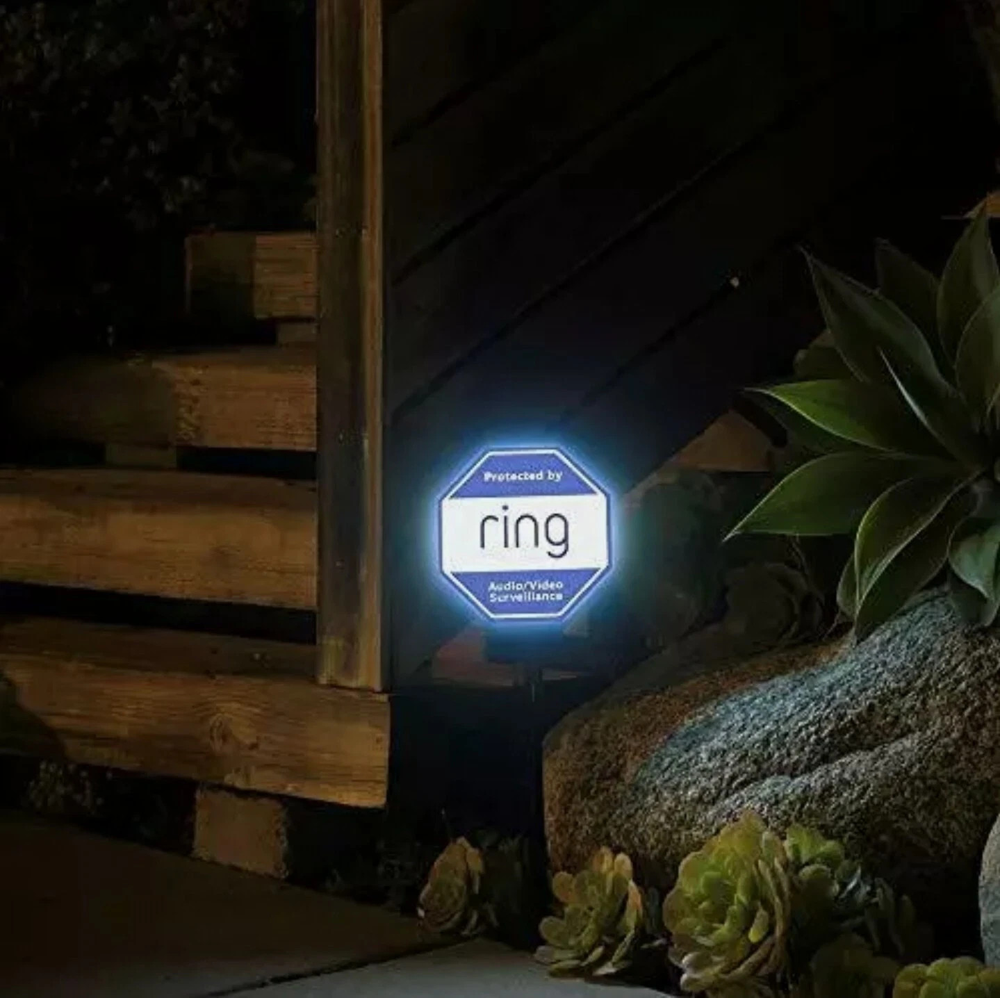 Ring Solar Security Sign Solar Powered Security Illuminated Sign